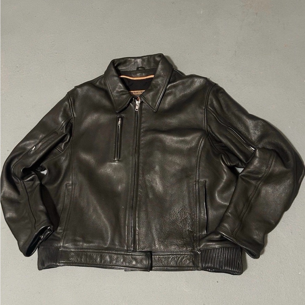 First Classics Black Leather Jacket Mens XL Classic Gear Coat Heavyweight